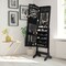 Multi-Shelf Black Jewelry Armoire with Glass Mirror Adjustable Tilt and Scratch-Resistant Lining